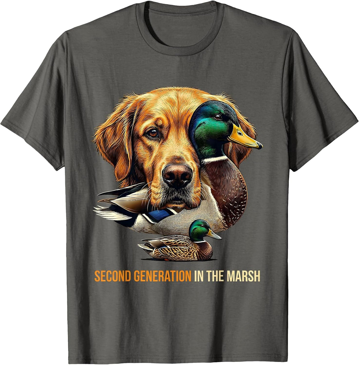 Men's Second Generation In The Marsh Retriever Duck Hunting Local T-Shirt - Asphalt Grey
