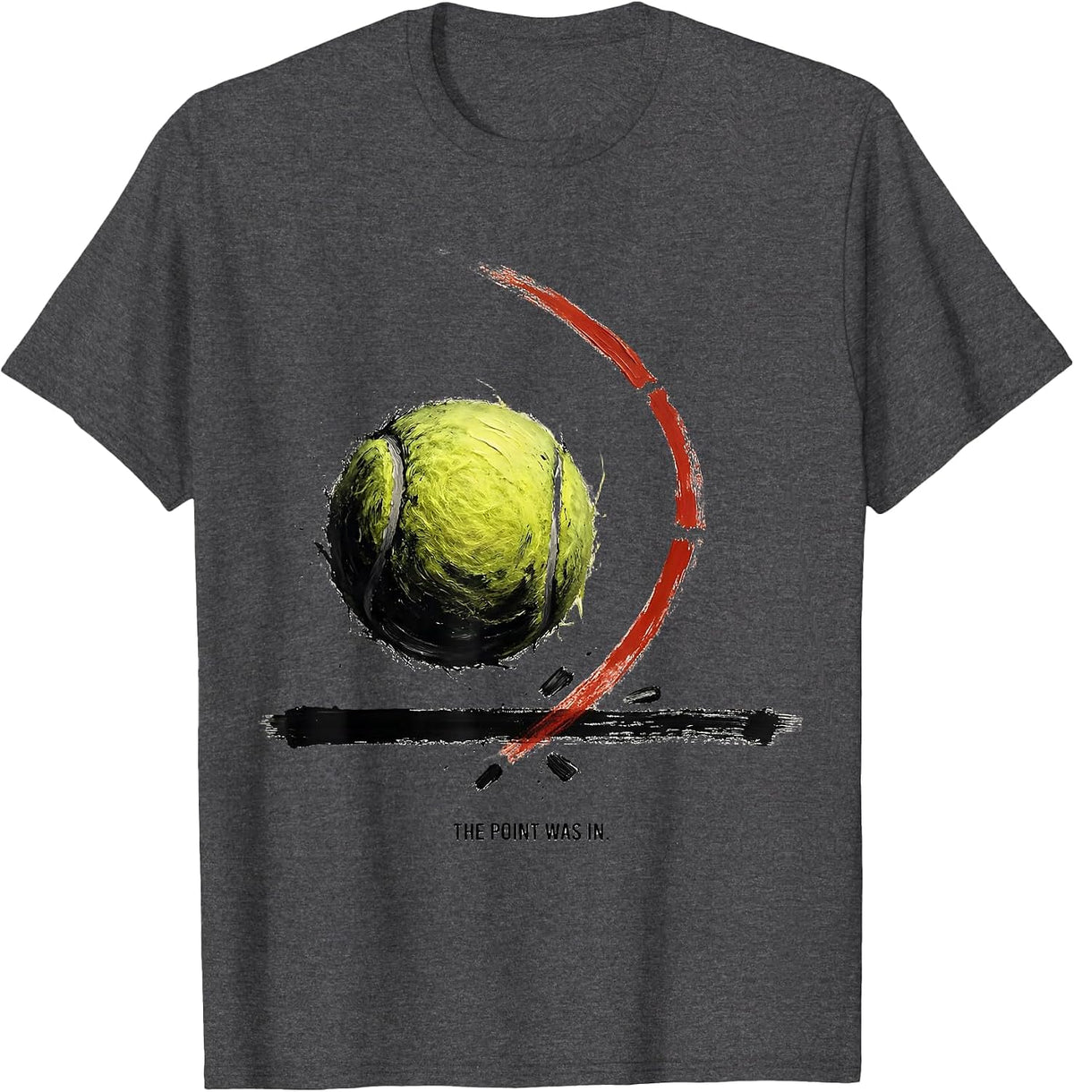 Men's The Point Was In Ink Brush Funny Tennis Player Humor T-Shirt - Dark Heather Grey
