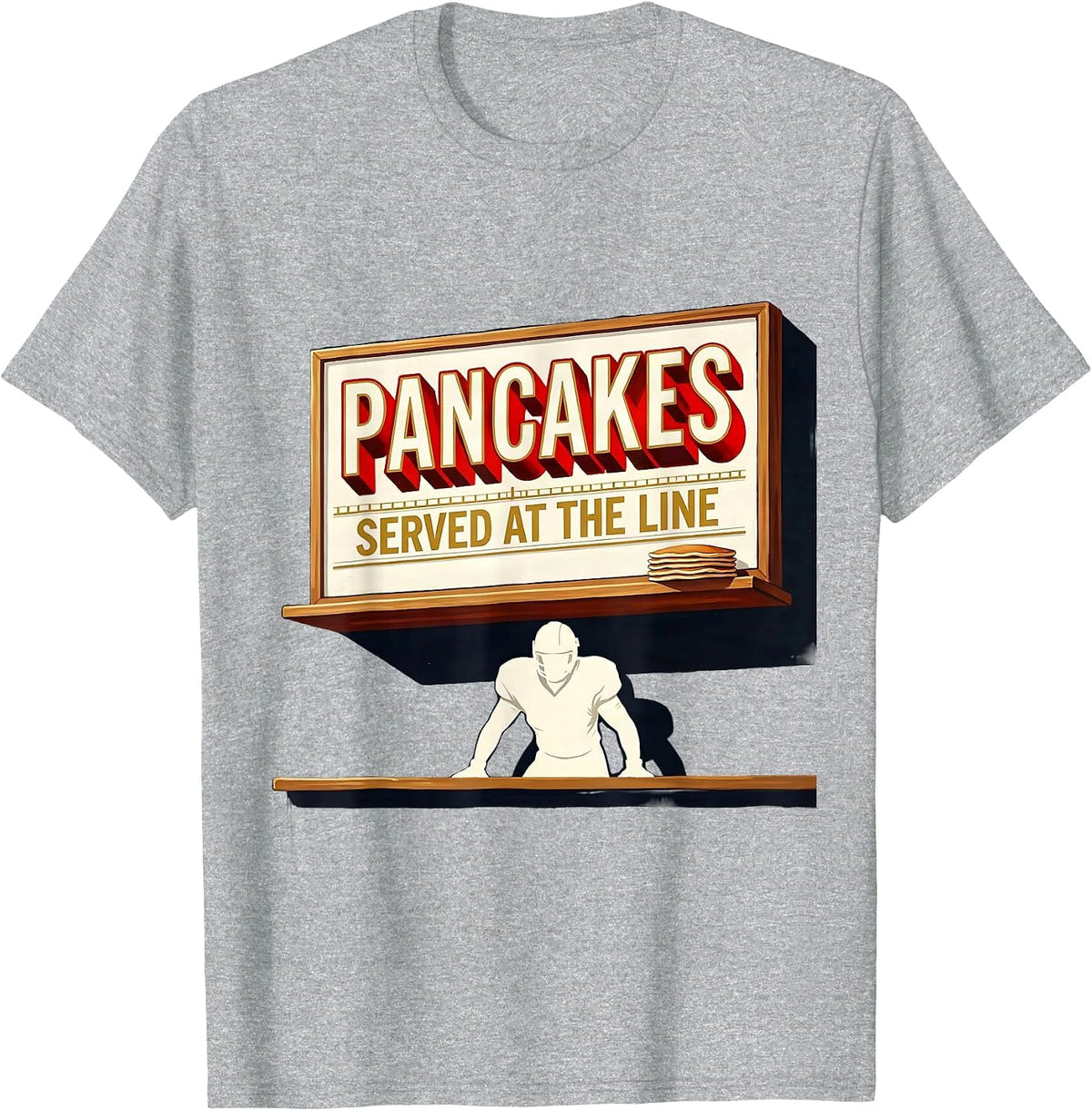 Men's Pancakes Served At The Line Funny Football Lineman Gift T-Shirt - Heather Grey