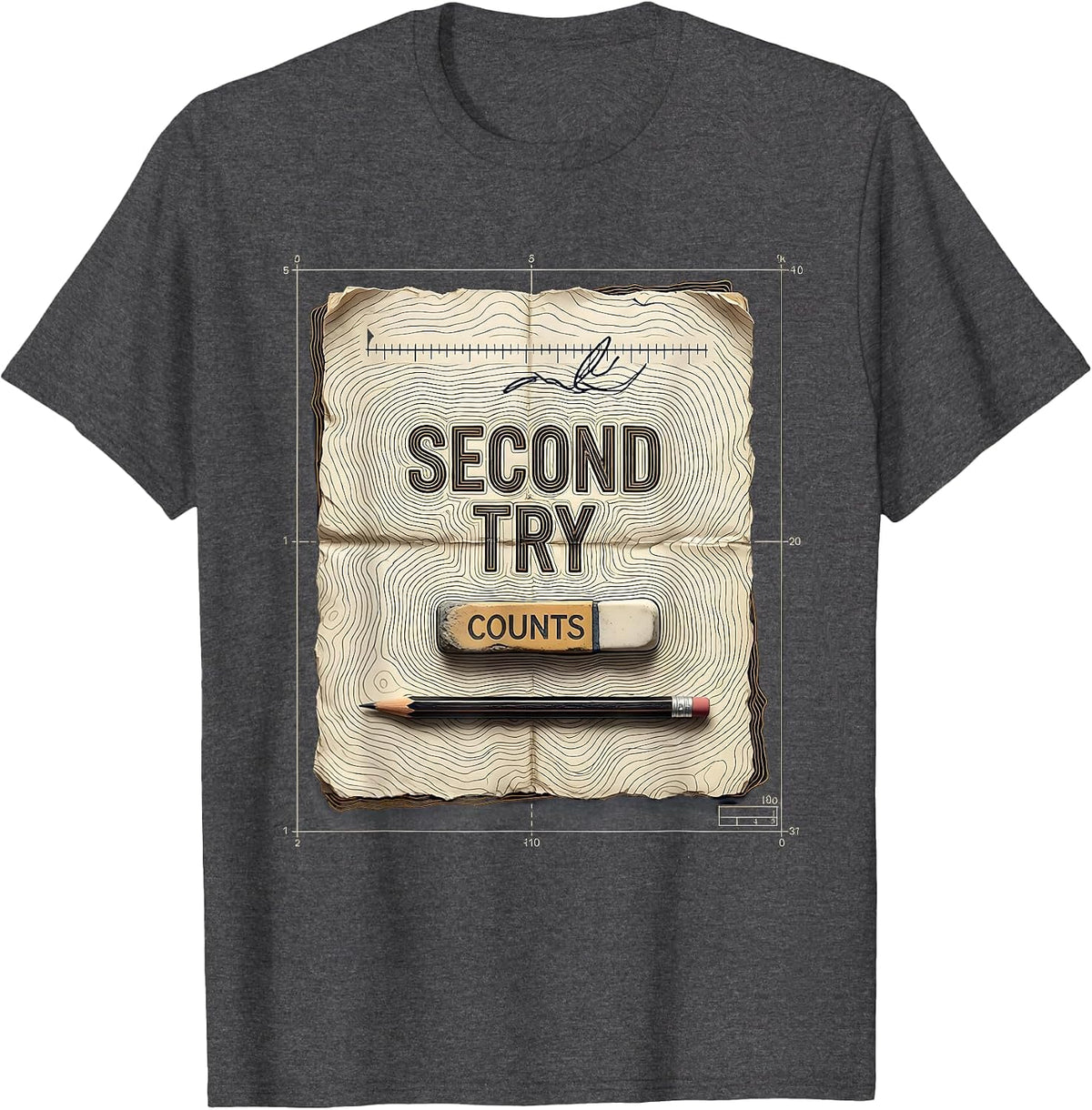 Second Try Counts Growth Mindset Teacher Classroom T-Shirt - Dark Heather Grey