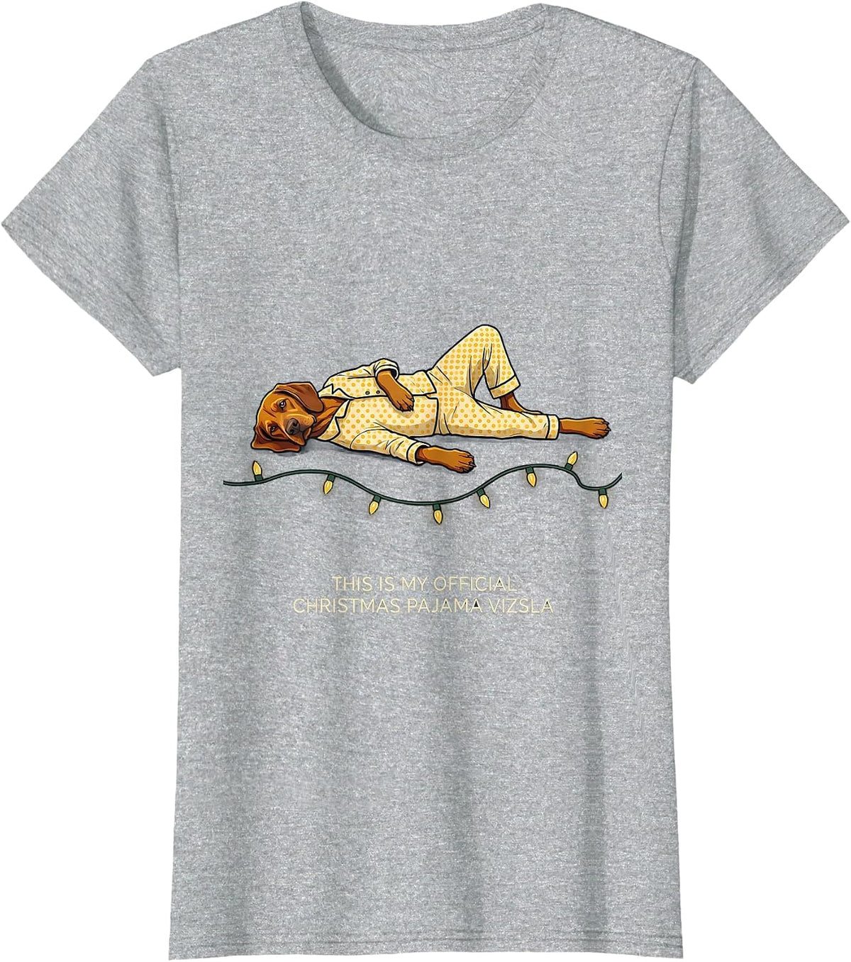 Women's This Is My Official Christmas Pajama Vizsla Dog Lover T-Shirt - Heather Grey