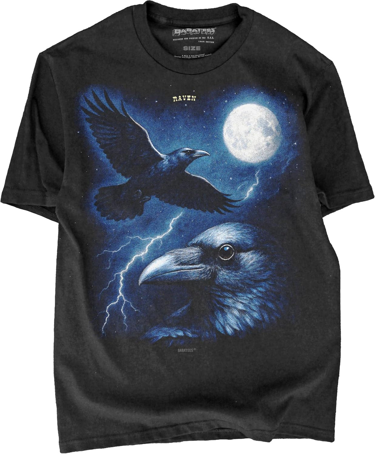 Moonlit Bird Artwork Premium Black T-Shirt for Men & Women - Raven
