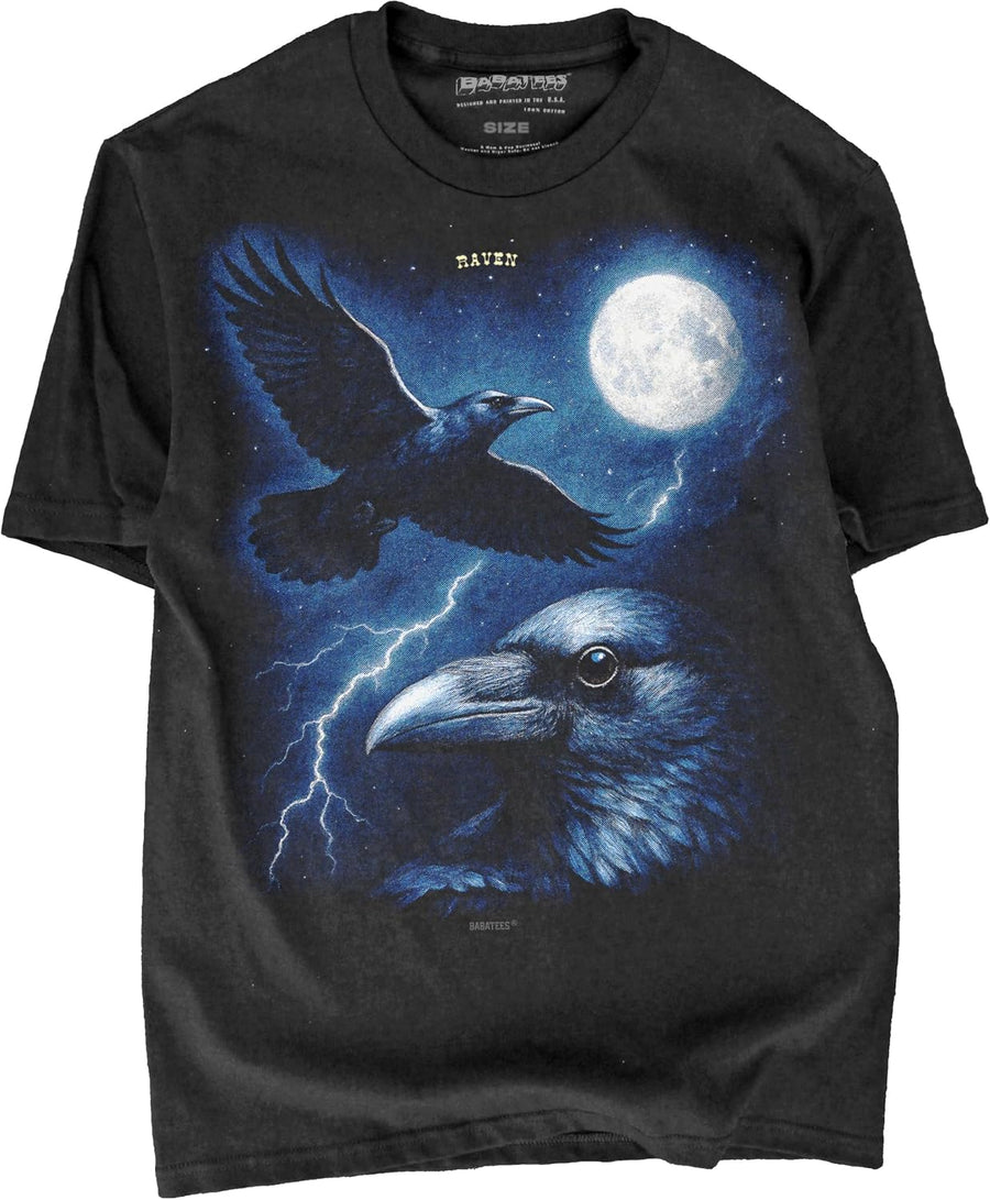 Moonlit Bird Artwork Premium Black T-Shirt for Men & Women - Raven