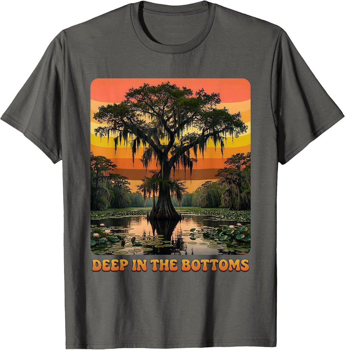 Men's Deep in the Bottoms Bottomland Camo Design T-Shirt - Asphalt Grey