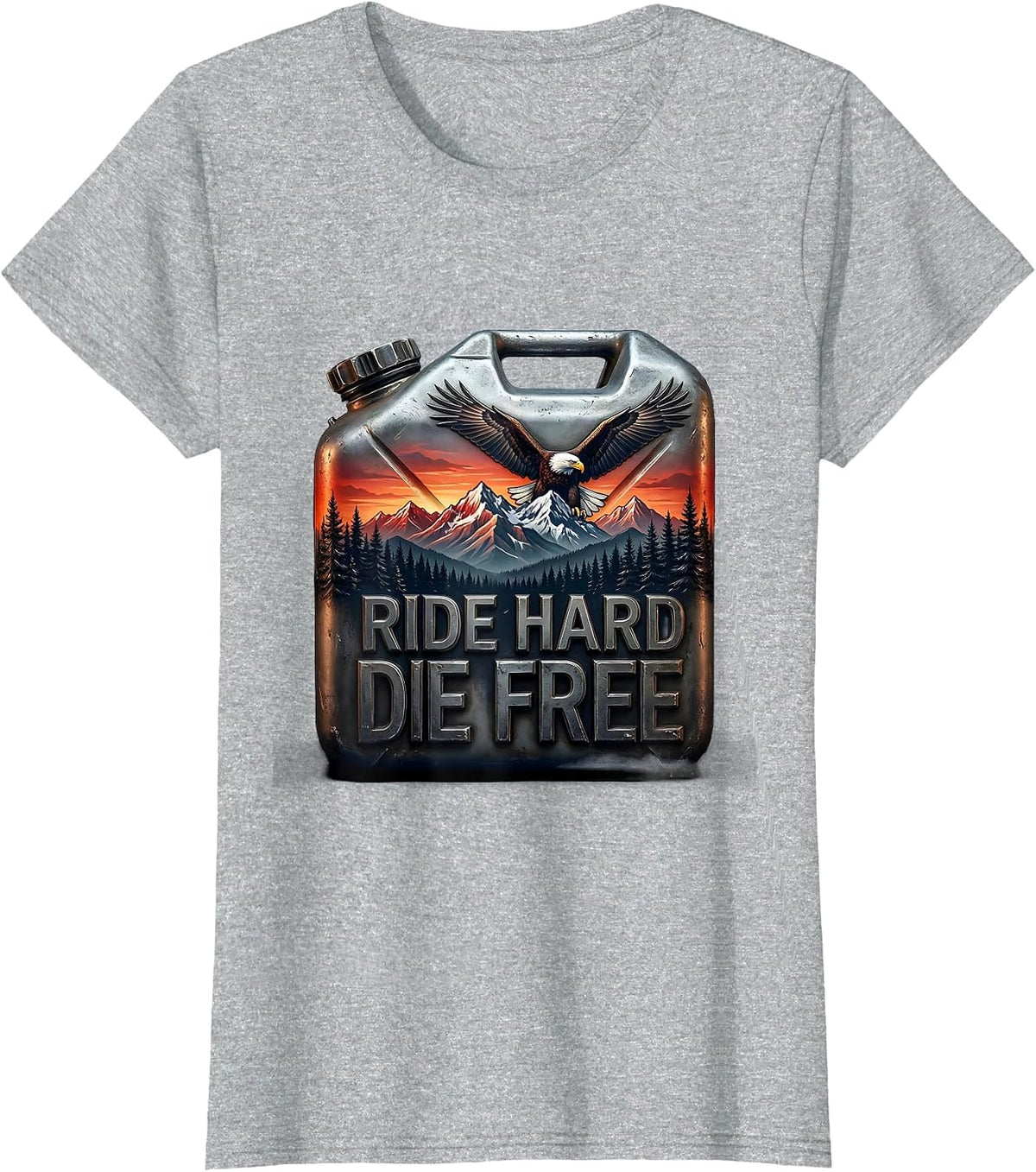 Ride Hard Die Free Motorcycle Biker Design T-Shirt - Heather Grey