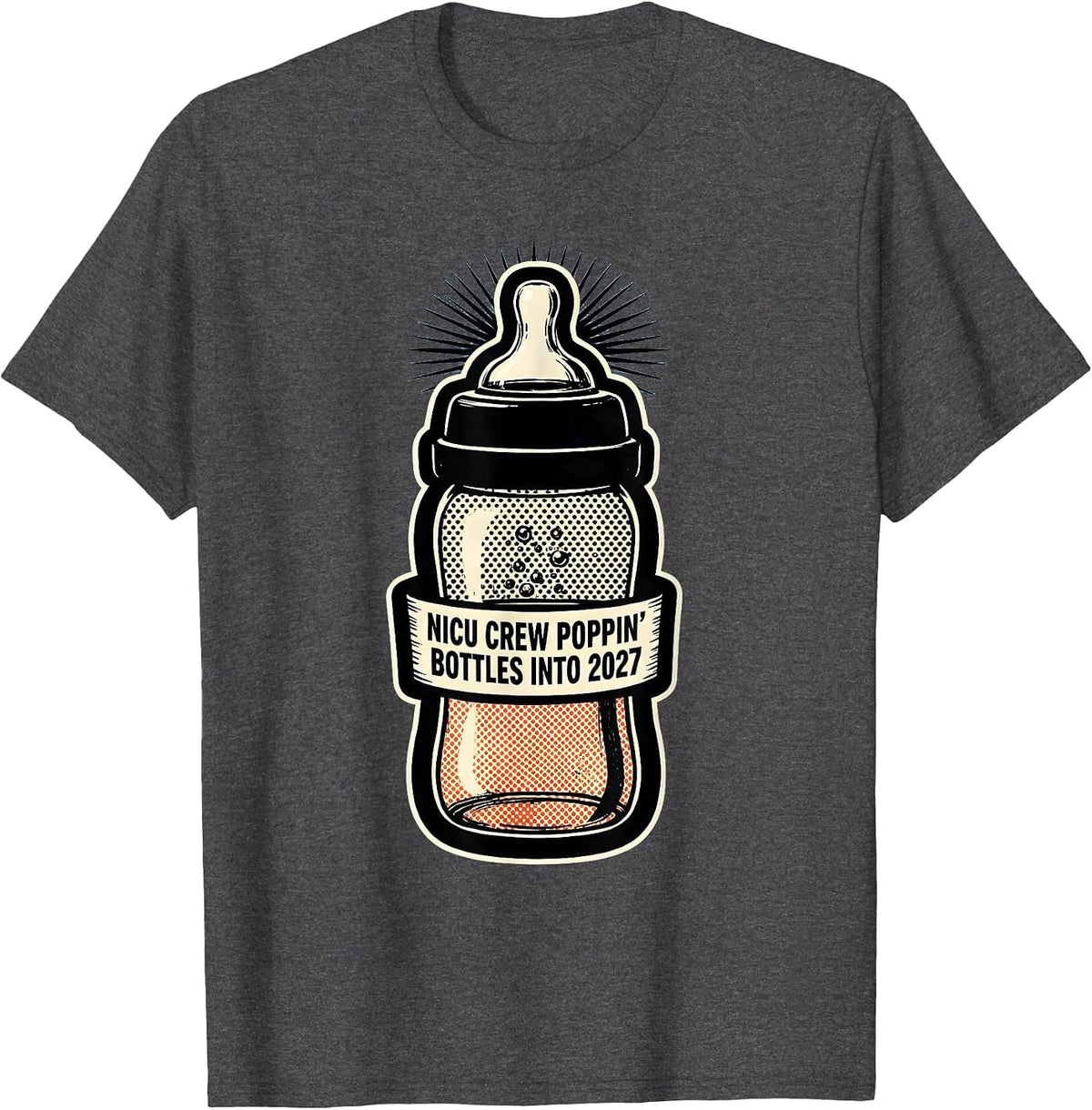 Men's NICU Crew Poppin Bottles Into 2027 Nurse New Year Eve T-Shirt - Dark Heather Grey