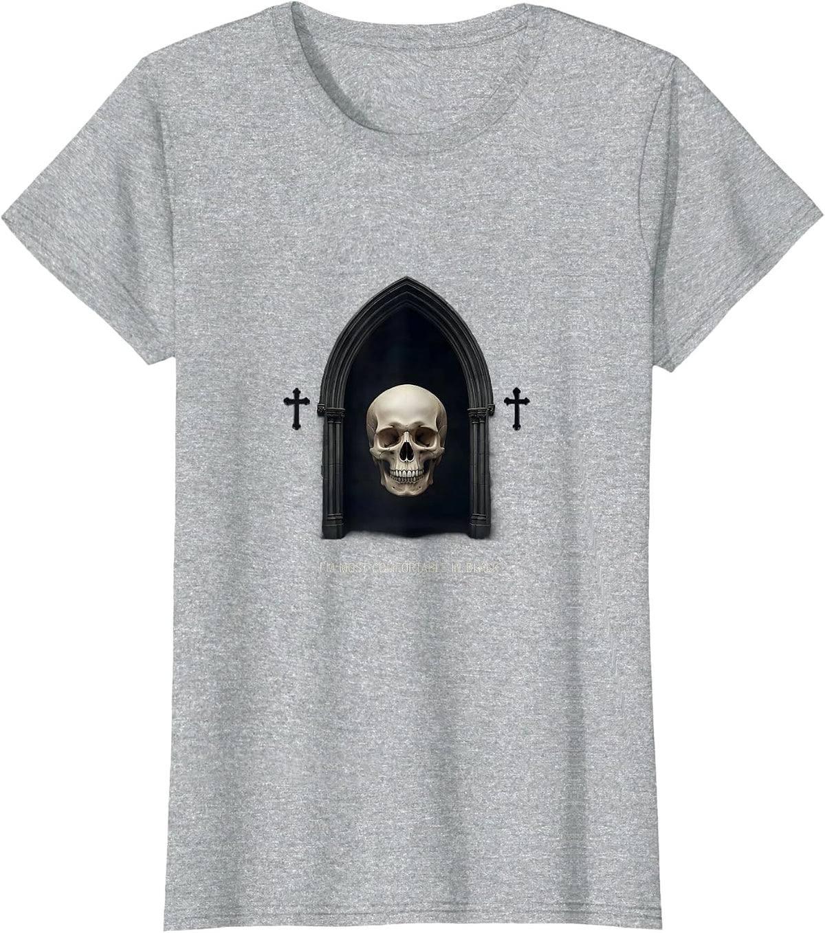 I'm Most Comfortable In Black Minimal Gothic Alt Y2K Grunge T-Shirt - Heather Grey