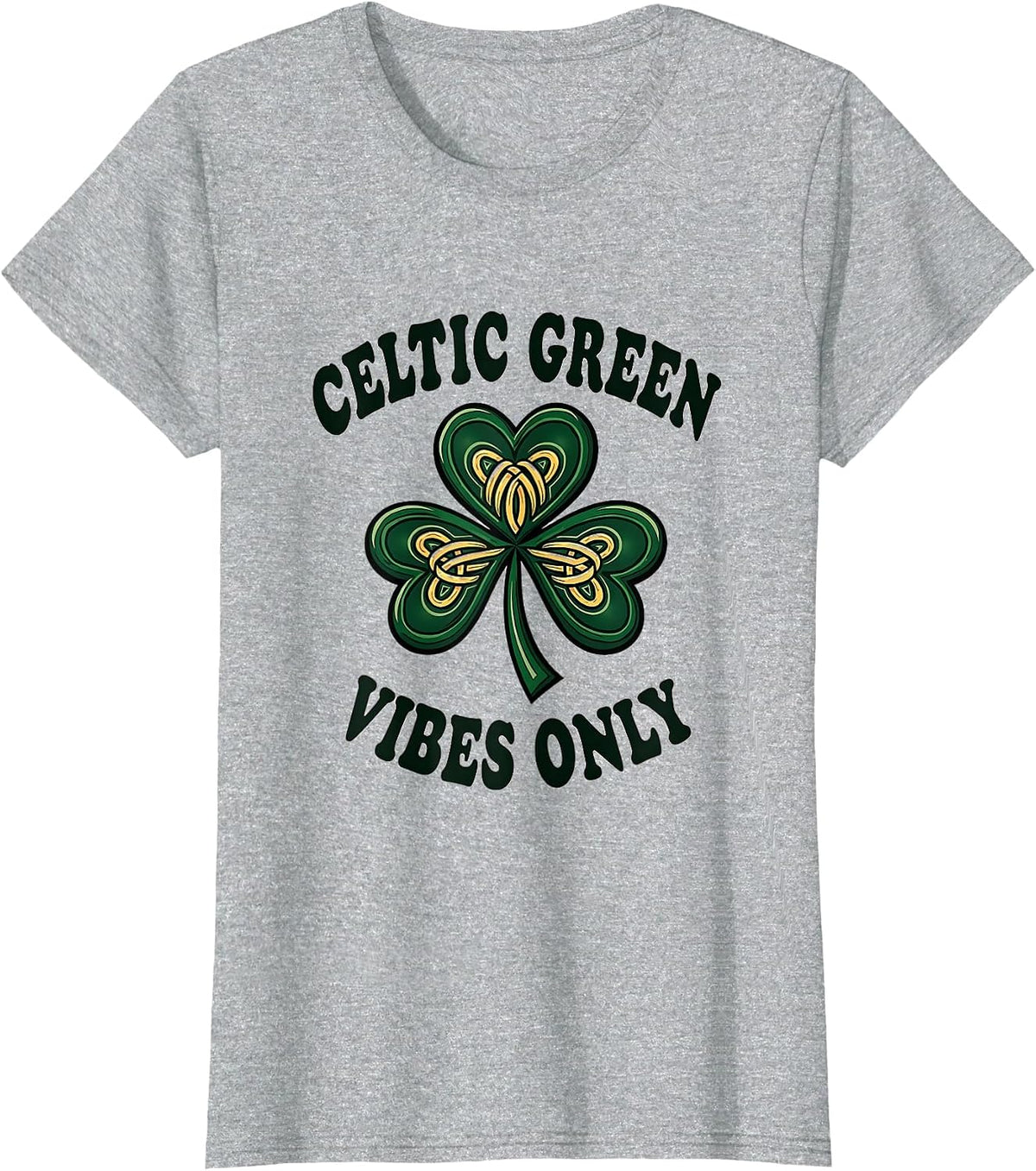 Celtic Green Vibes Only St Patrick's Day T-Shirt - Heather Grey