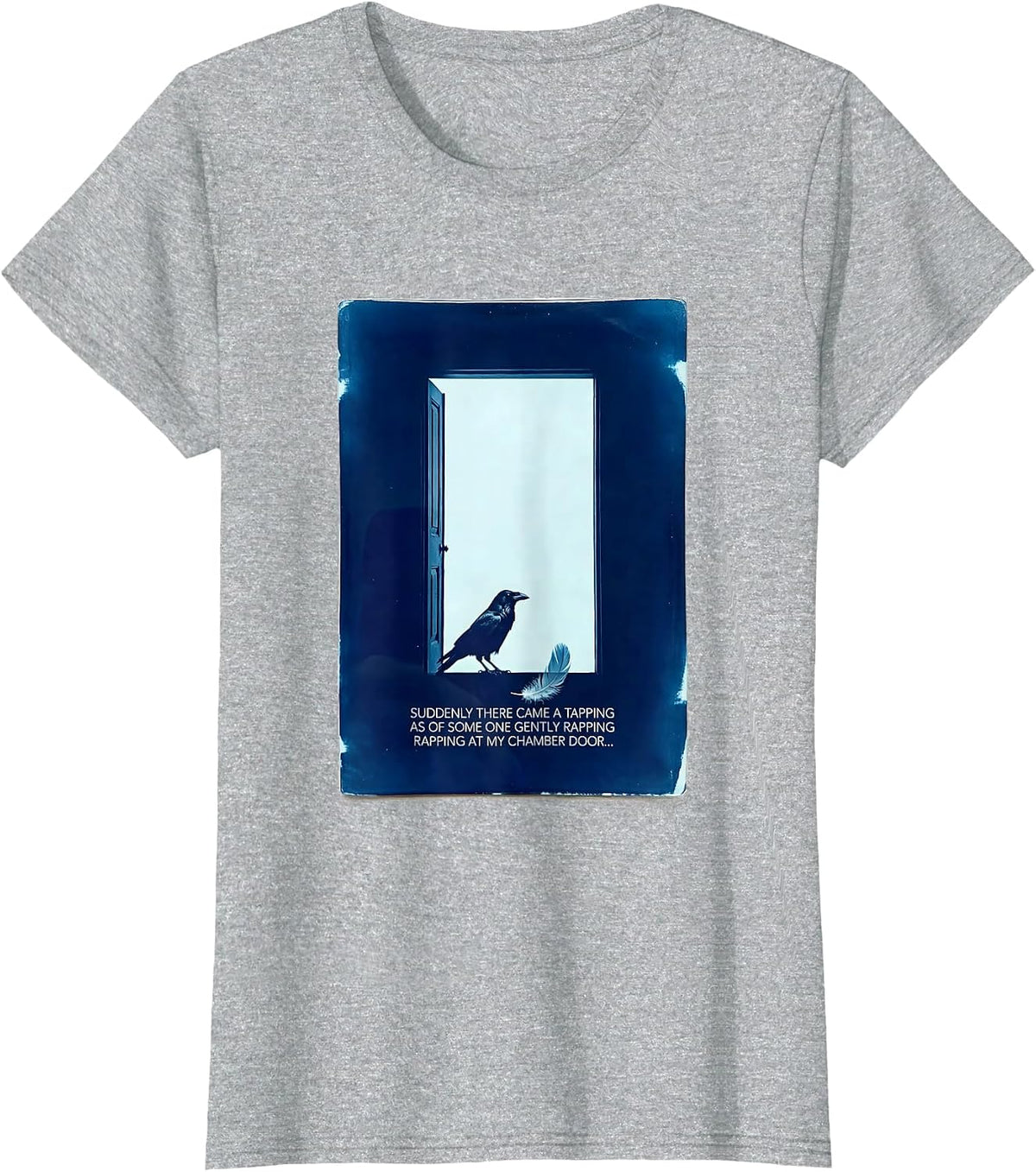 Suddenly There Came a Tapping Edgar Allan Poe Raven T-Shirt - Heather Grey