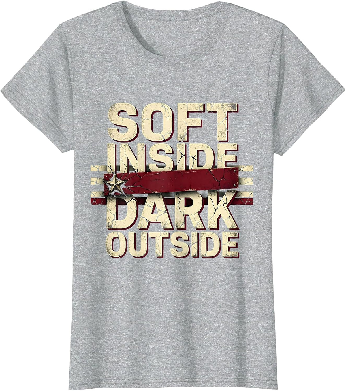 Soft Inside Dark Outside Goth Aesthetic Design T-Shirt - Heather Grey
