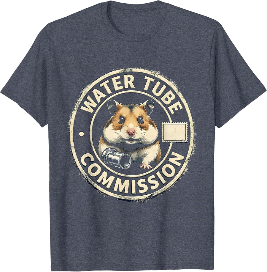 Water Tube Commission Rubber Stamp Hamster Meme Pet Lover T-Shirt - Heather Blue