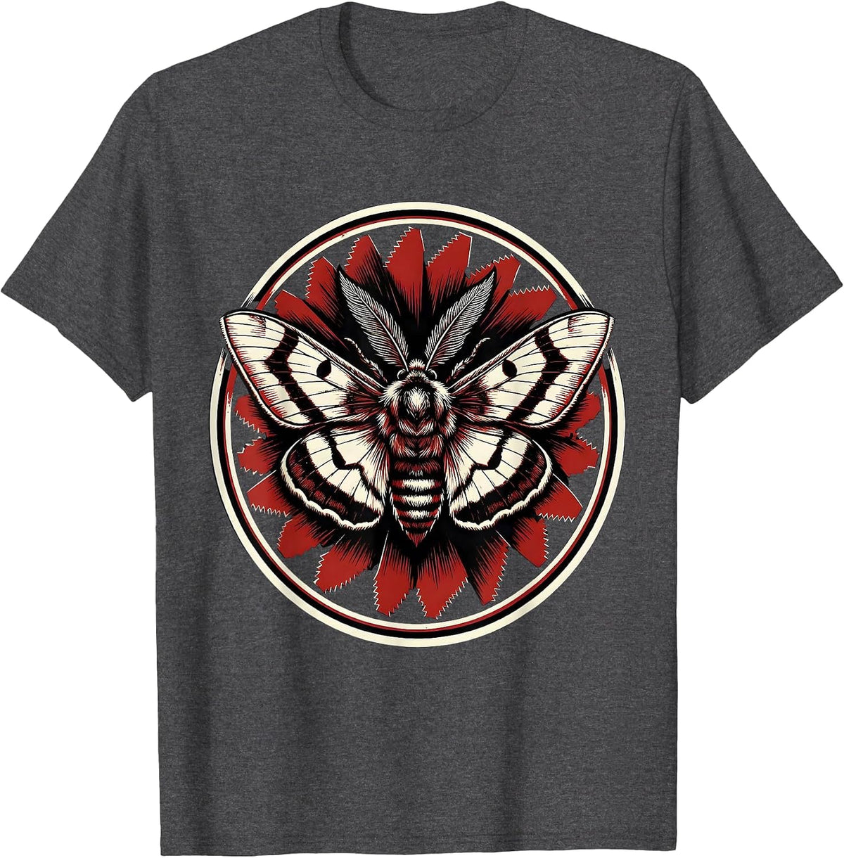 Men's Punk Razor Blade Moth Dark Art Graphic T-Shirt - Dark Heather Grey