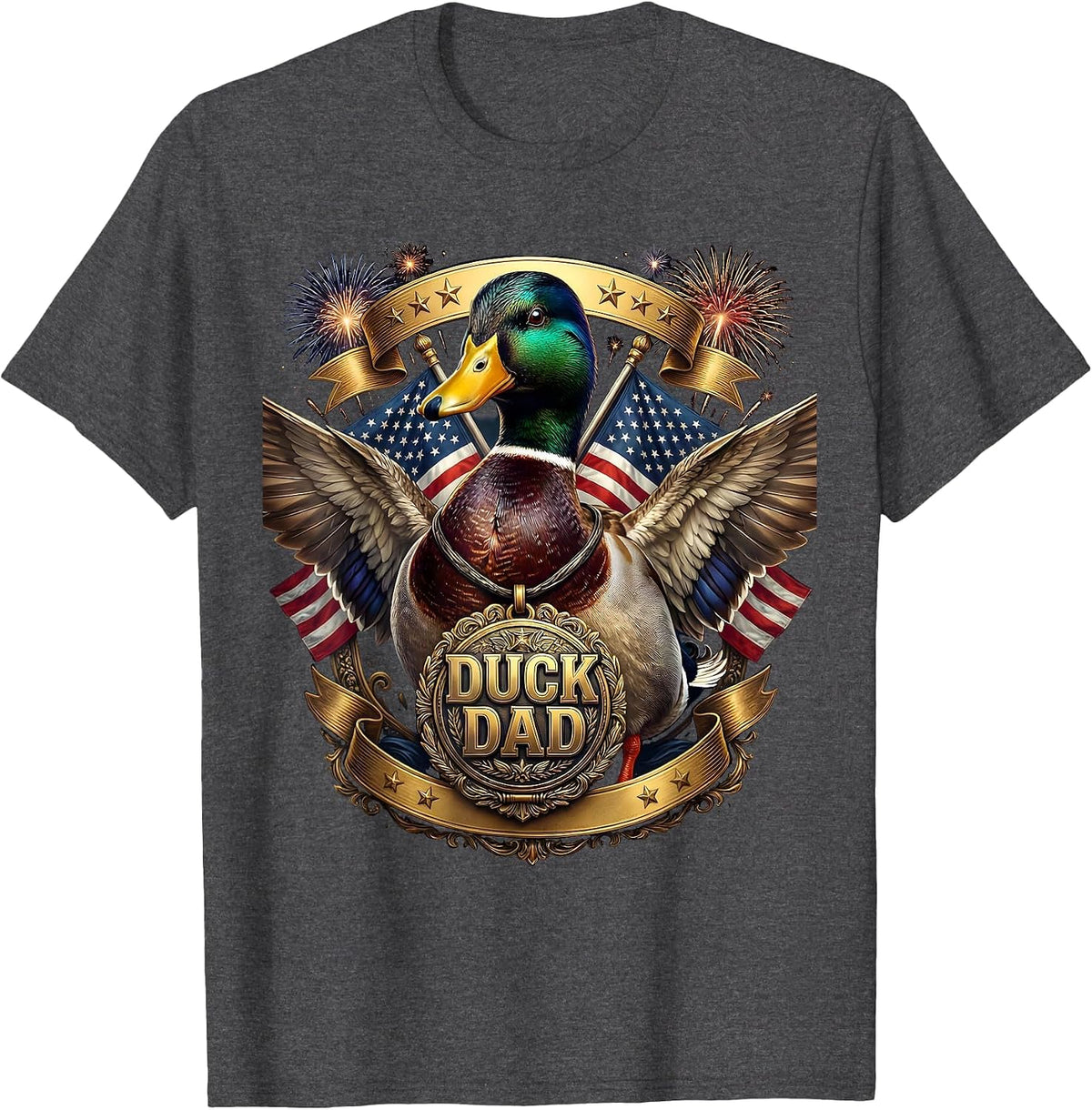Men's Duck Dad Proud Waterfowl Father Design T-Shirt - Dark Heather Grey