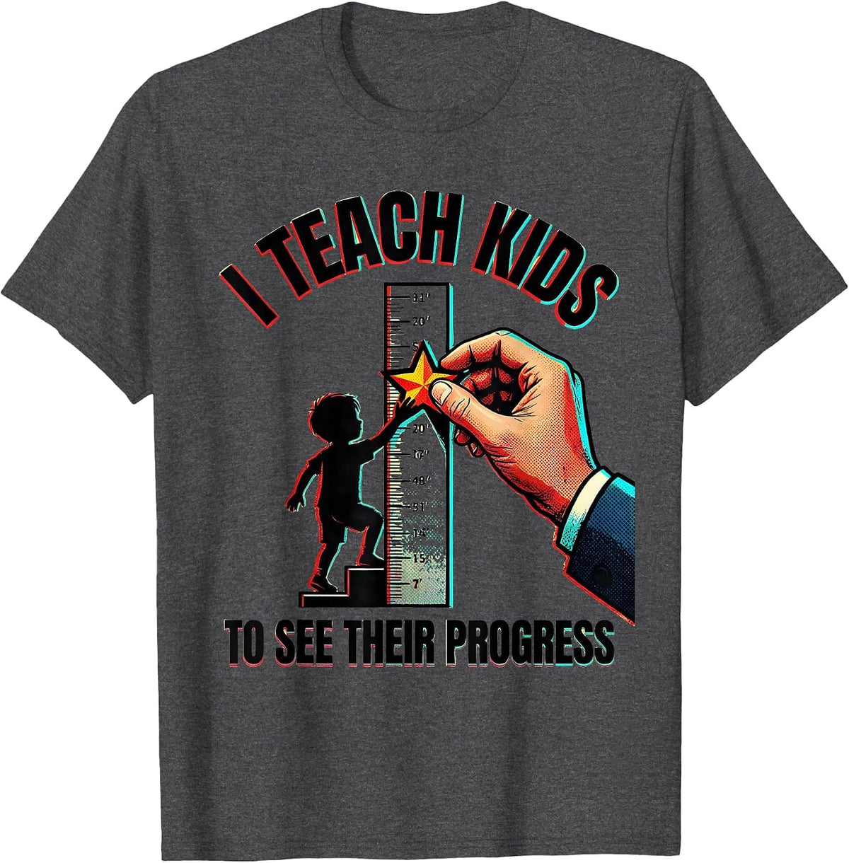 Men's I Teach Kids To See Their Progress Funny Teacher T-Shirt - Dark Heather Grey