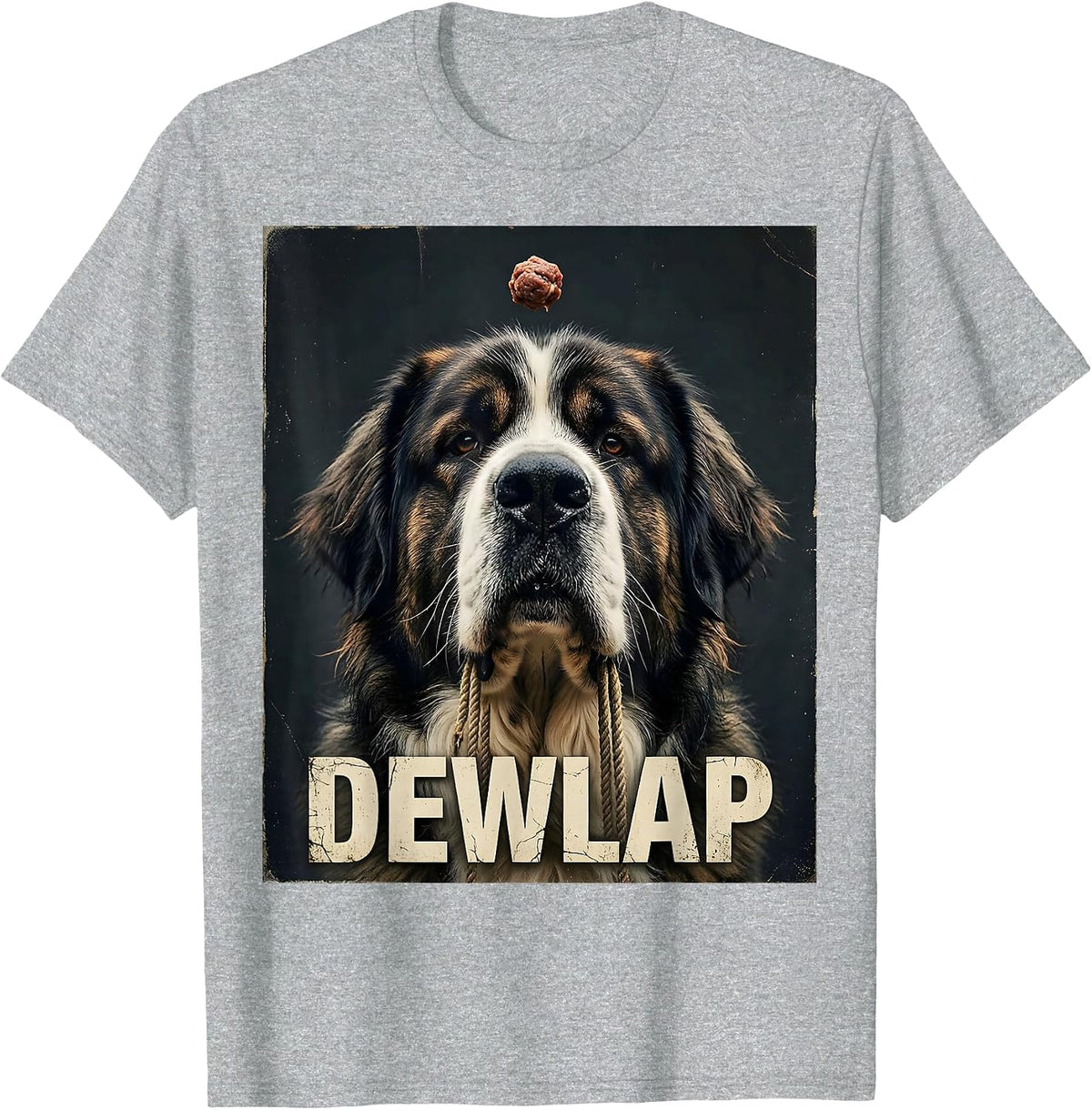 Men's DEWLAP Distressed Funny Great Pyrenees Dog Mom Dog Dad Jowls T-Shirt - Heather Grey