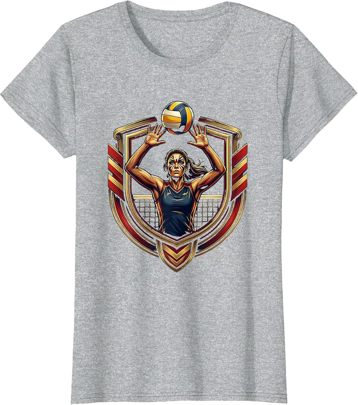 Women's Fierce Volleyball Blocker Warrior Face Paint T-Shirt - Heather Grey