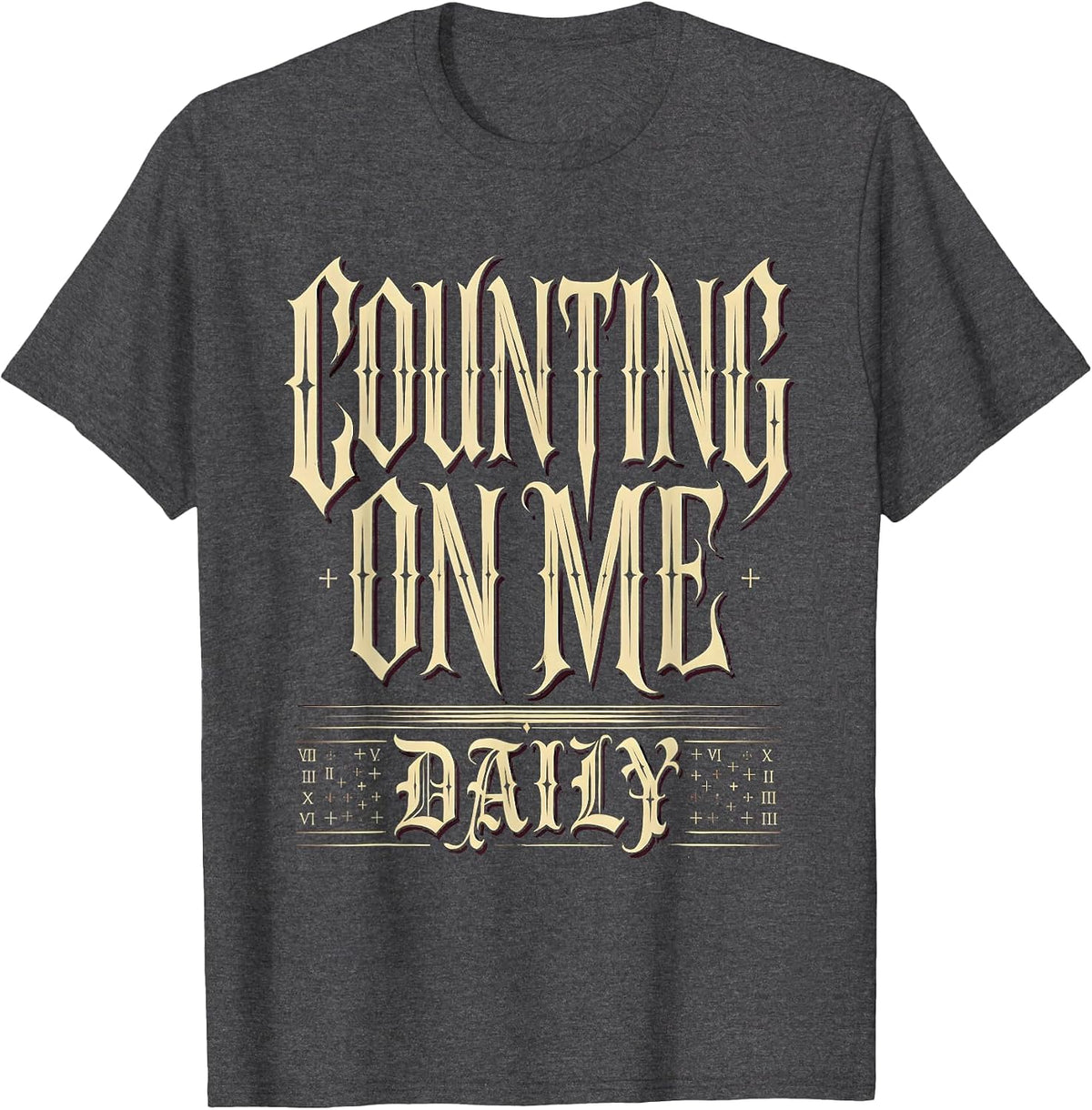 Counting on Me Daily Math Teacher Design T-Shirt - Dark Heather Grey