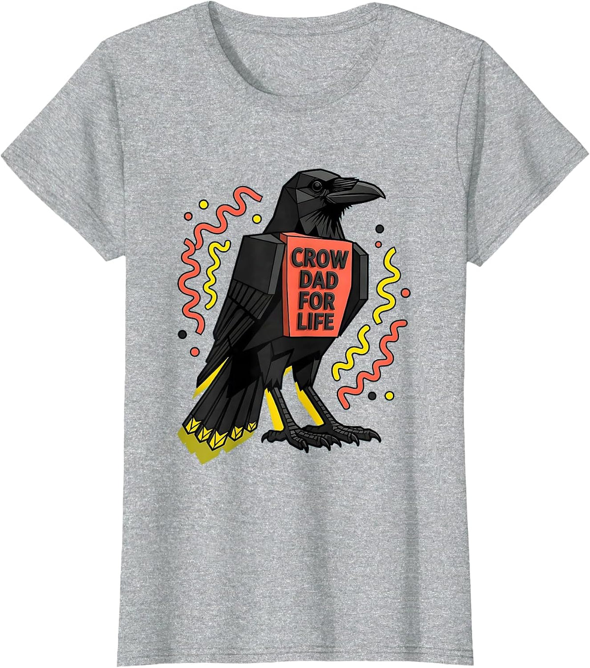 Crow Dad For Life Wildlife Bird Father Design T-Shirt - Heather Grey
