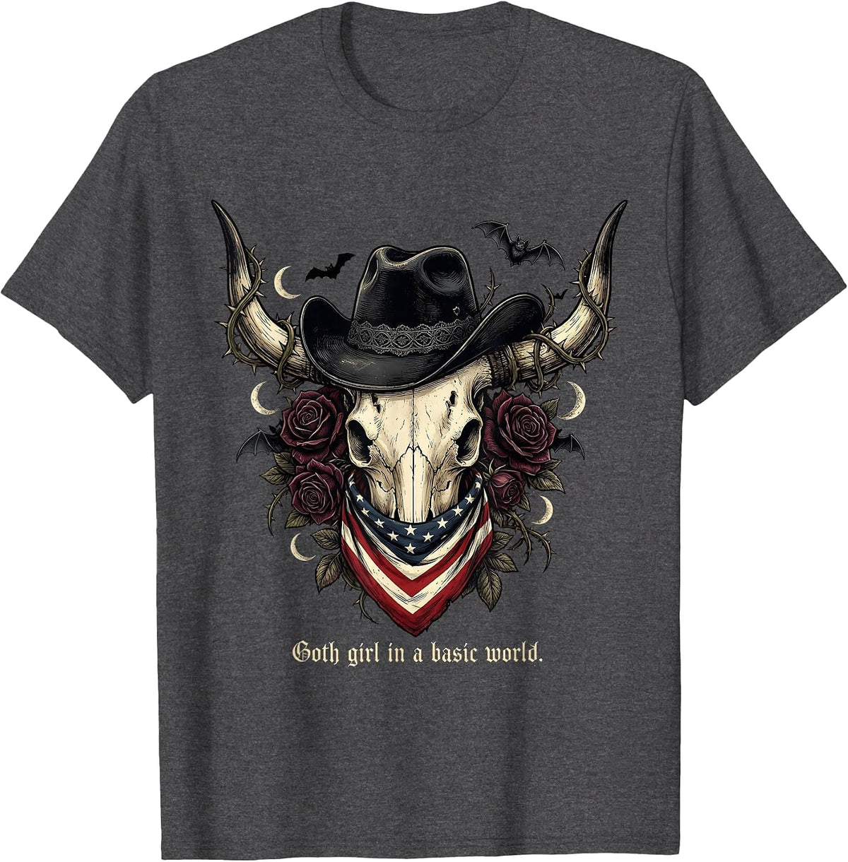 Goth Girl In A Basic World Dark Aesthetic Design T-Shirt - Dark Heather Grey