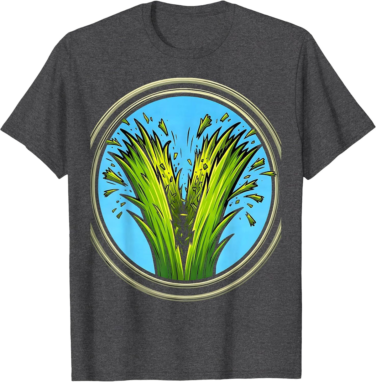 Grass Blade Cross Section Lawn Mowing Graphic T-Shirt - Dark Heather Grey