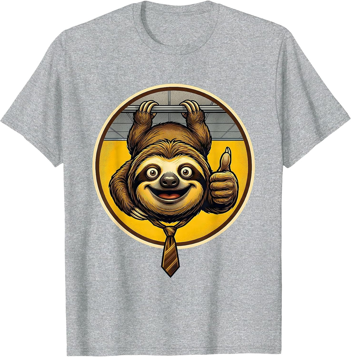 Men's Sloth Office Cubicle Ceiling Funny Humor Graphic T-Shirt - Heather Grey