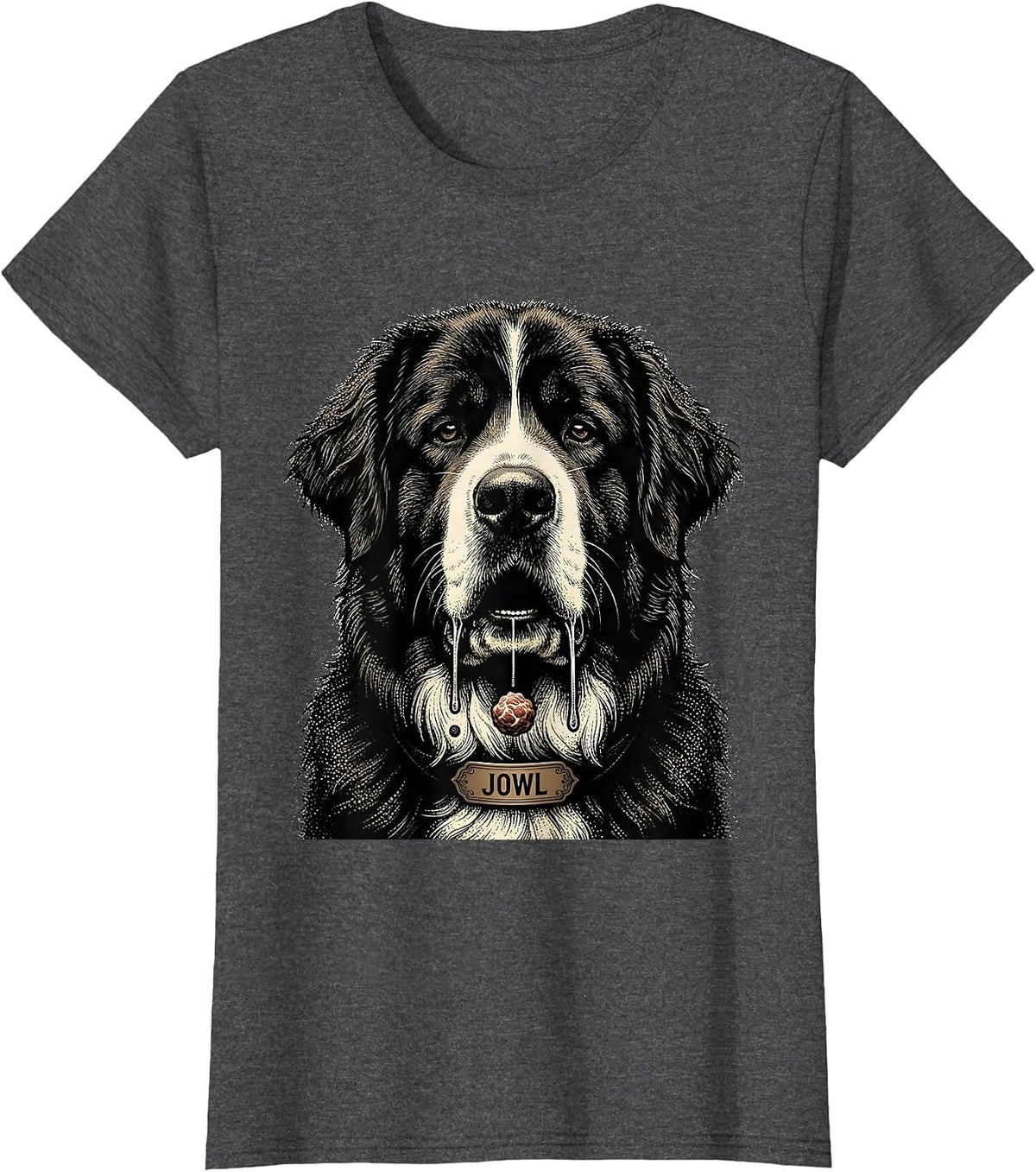Women's JOWL Funny Great Pyrenees Dog Mom Drooling Breed Humor T-Shirt - Dark Heather Grey