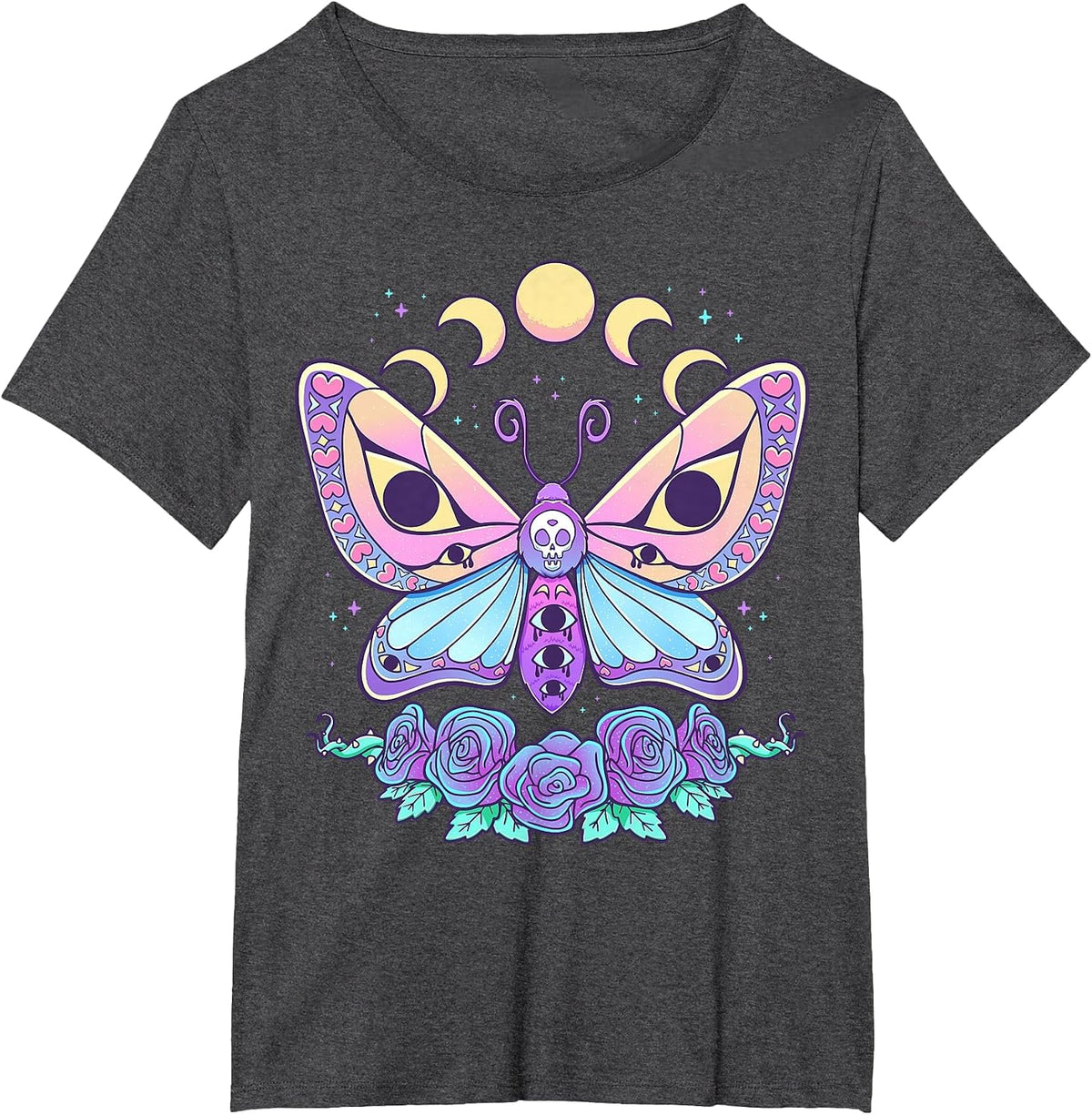 Pastel Goth Creepy Butterfly Moth Kawaii Emo Cute Nu Goth T-Shirt - Dark Heather Grey