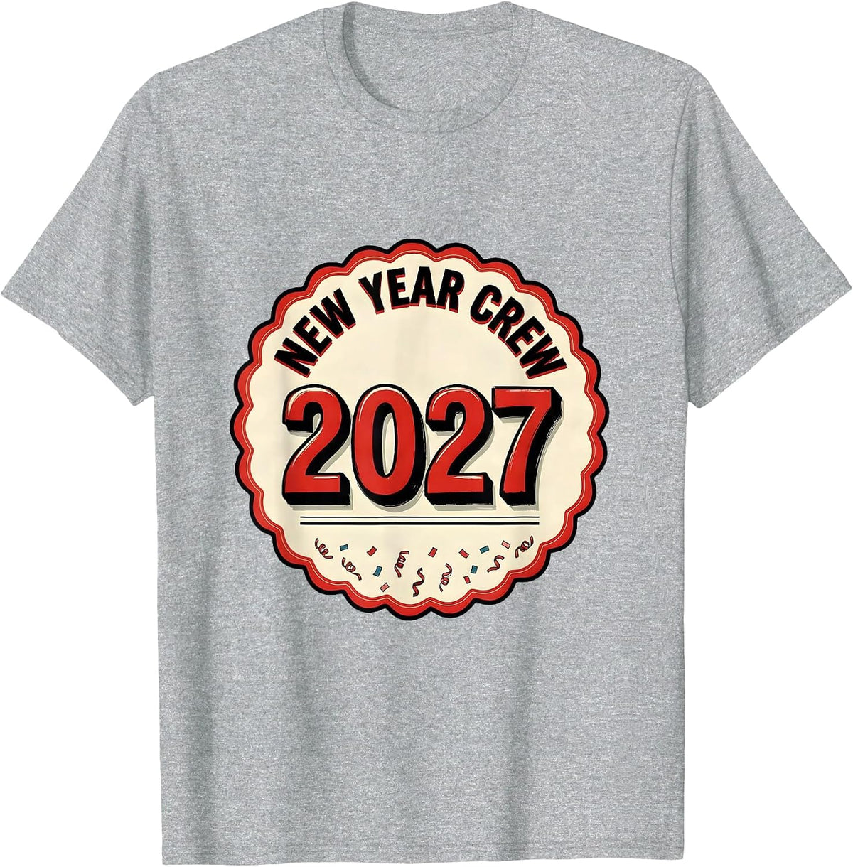 Men's New Year Crew 2027 Festive Party Host Family Keepsake T-Shirt - Heather Grey