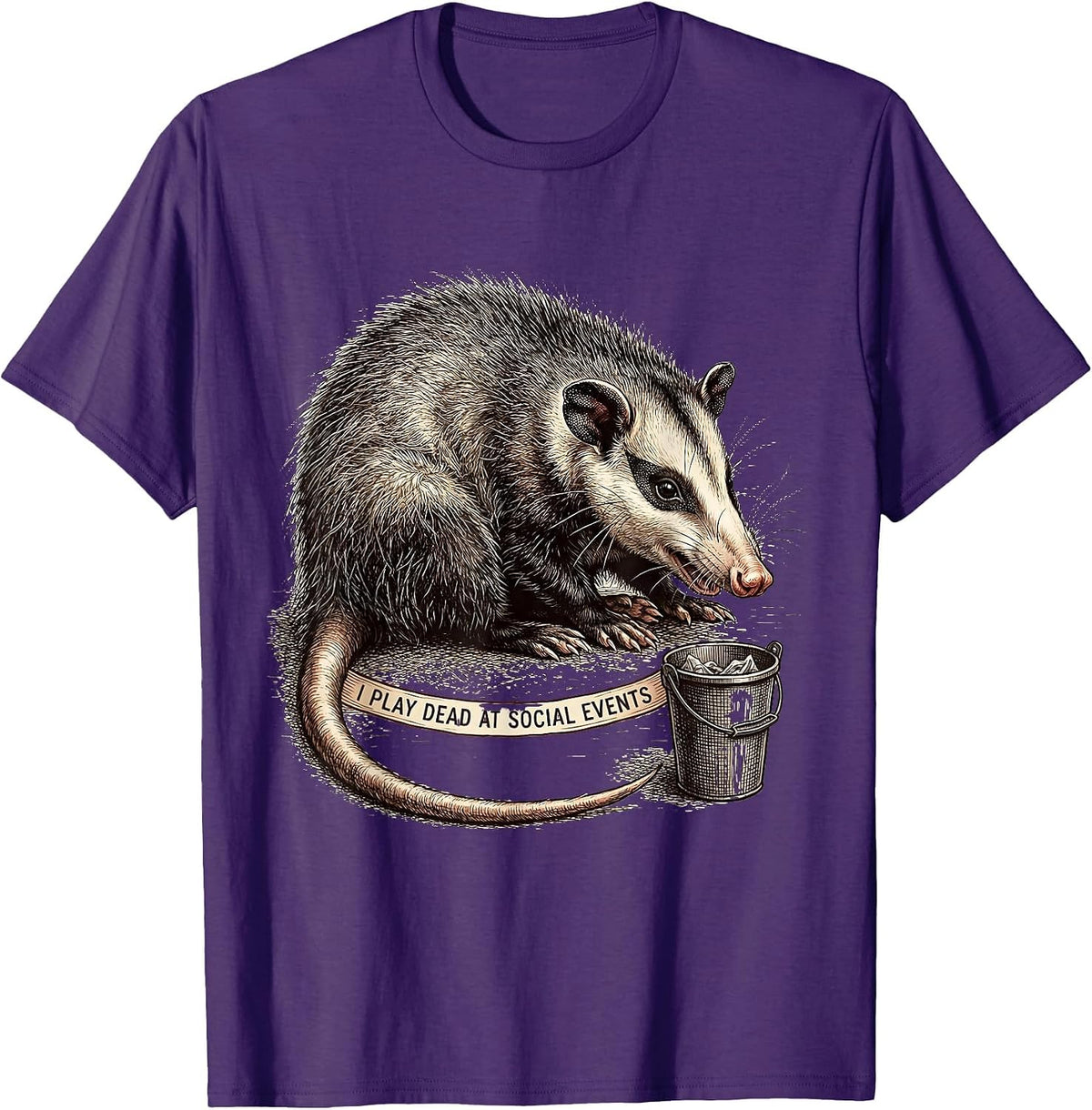 Men's I Play Dead At Social Events Funny Opossum Meme Animal Humor T-Shirt - Purple