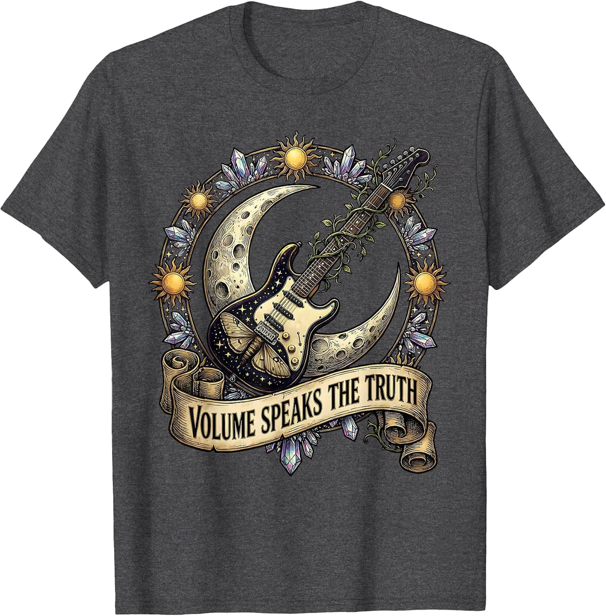 Volume Speaks the Truth Vintage Rock Band Design T-Shirt - Dark Heather Grey