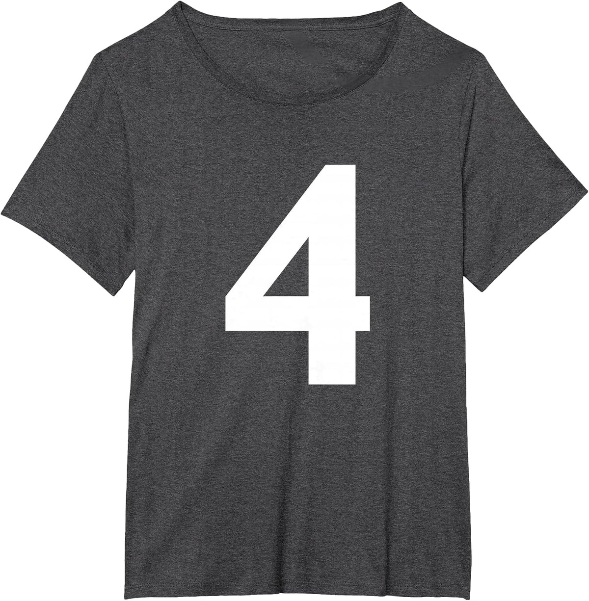 Numeral Number 4 Four Tee Shirt T-Shirt - Dark Heather Grey