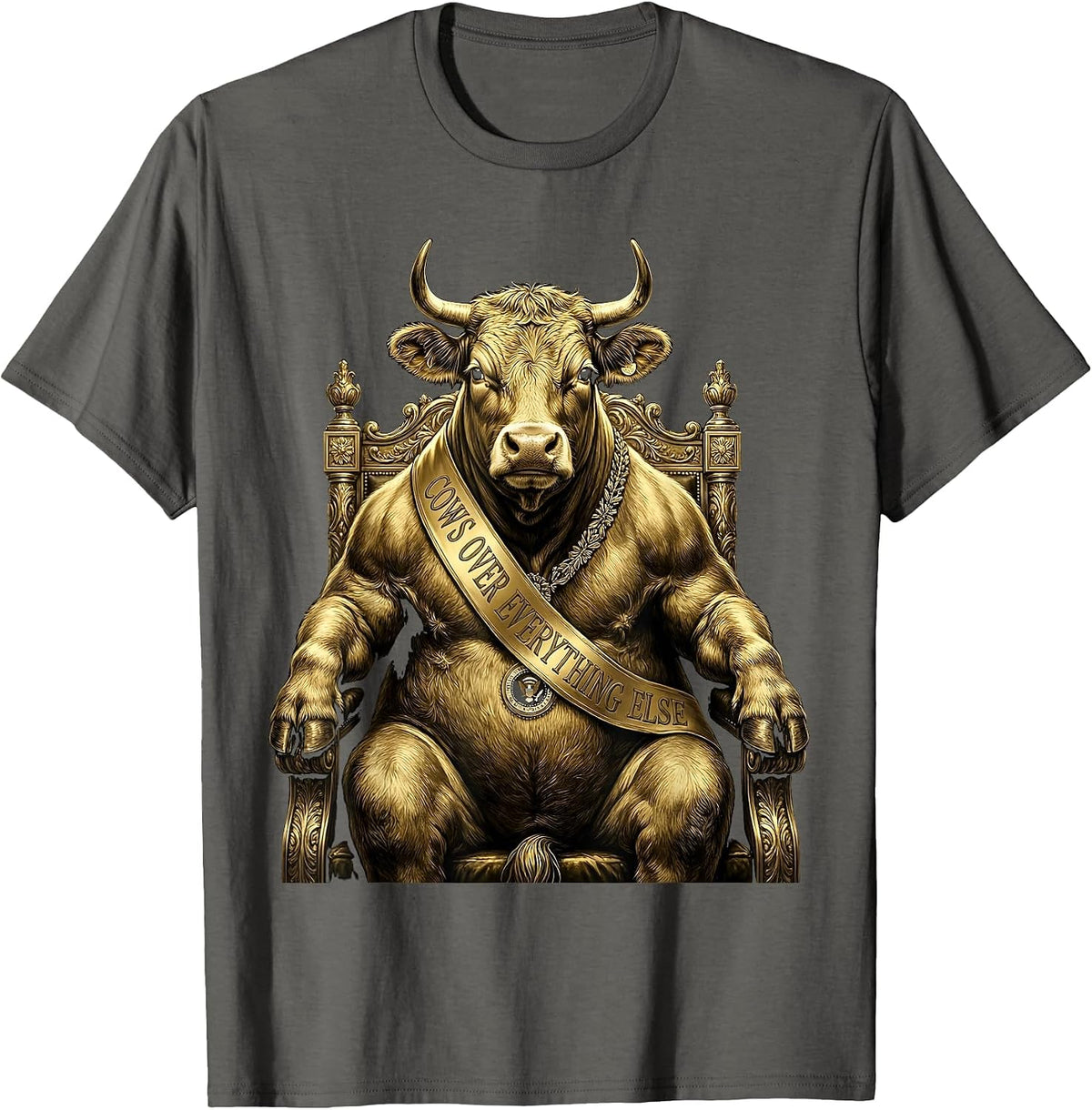 Cows Over Everything Cute Cow Lover Design T-Shirt - Asphalt Grey