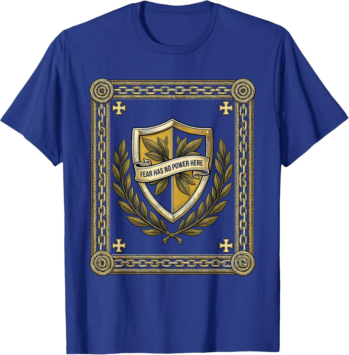 Men's Faith Over Fear Has No Power Here Design T-Shirt - Royal Blue