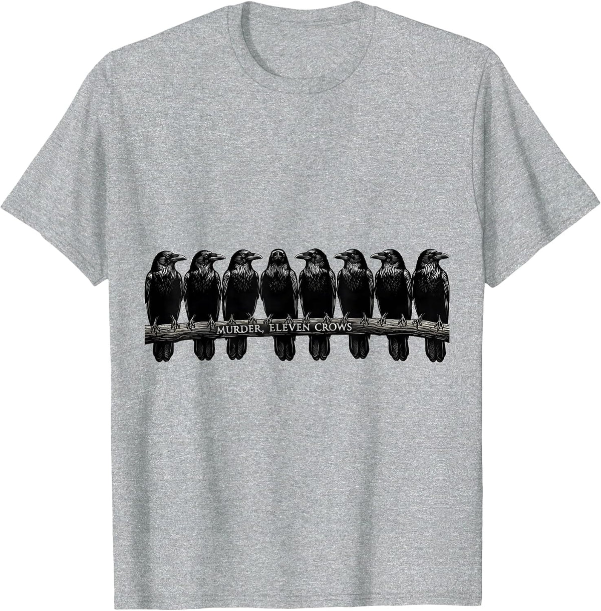 Men's Murder Eleven Crows Dark Humor Gothic Bird Lover T-Shirt - Heather Grey