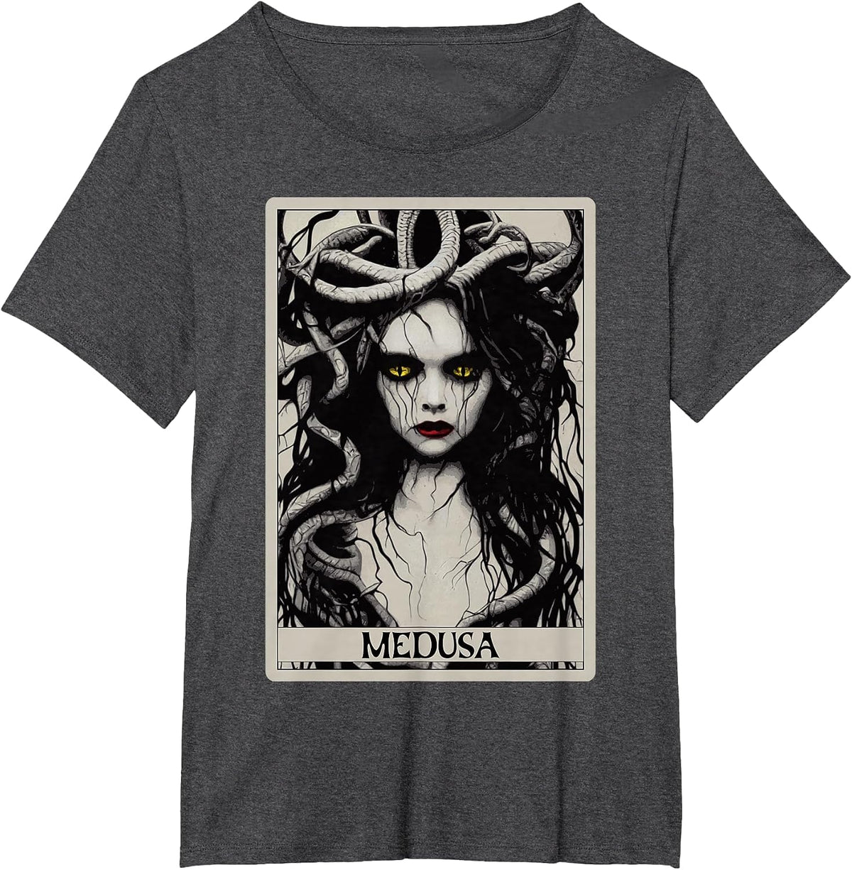 Greek Mythology Medusa Tarot Card T-Shirt - Dark Heather Grey