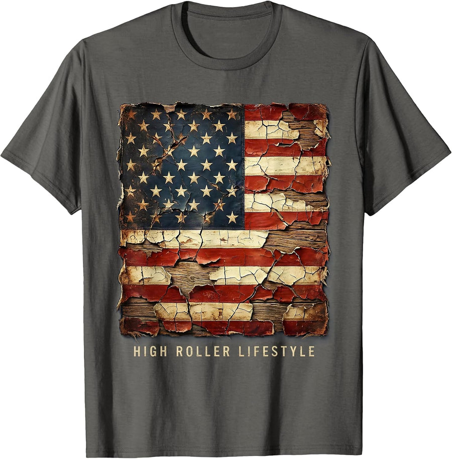 High Roller Lifestyle Gambling Graphic Design T-Shirt - Asphalt Grey