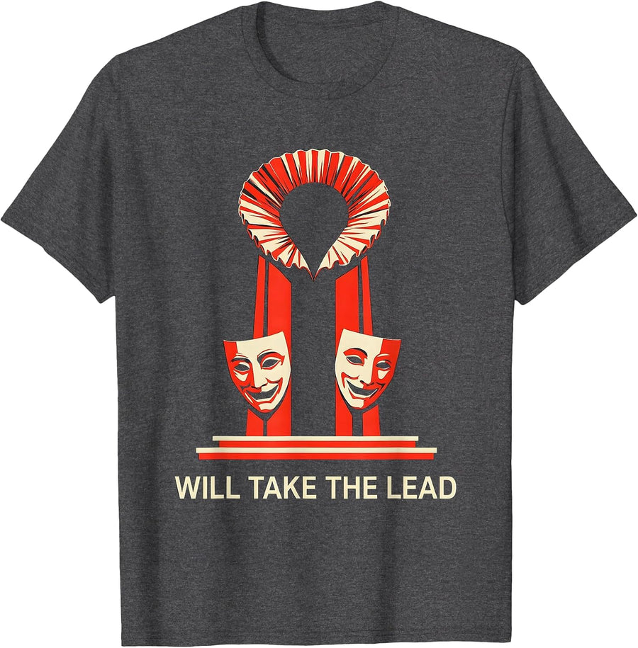 Men's Will Take The Lead Vintage Shakespeare Theater Humor T-Shirt - Dark Heather Grey