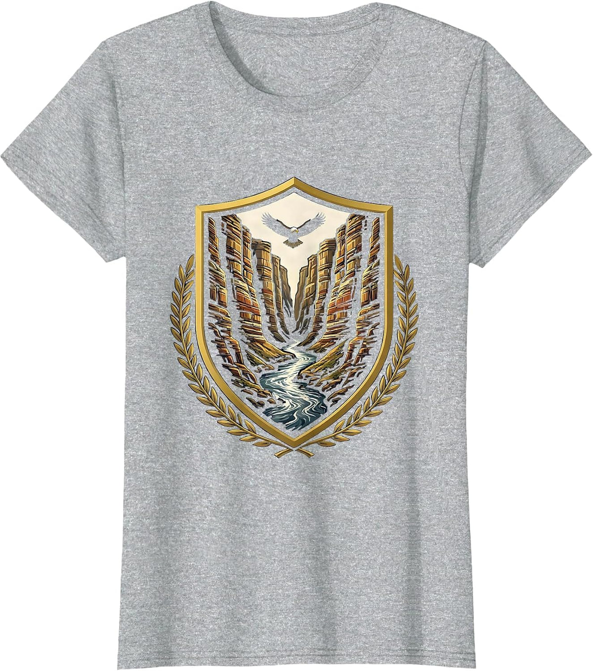 Women's Faith Over Fear Canyon River Illustration T-Shirt - Heather Grey