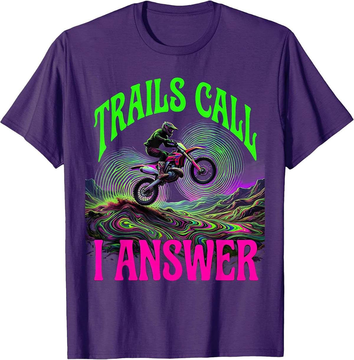 Trails Call I Answer Dirt Bike Design T-Shirt - Purple