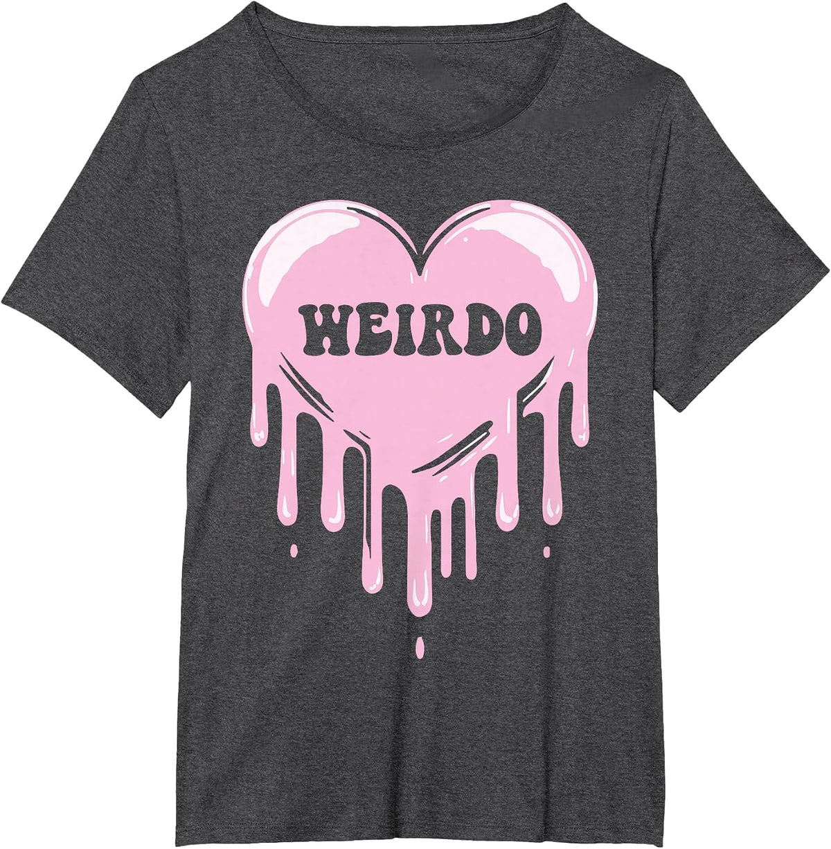 Weirdo Dripping Heart Pastel Goth Emo Punk Aesthetic T-Shirt - Dark Heather Grey