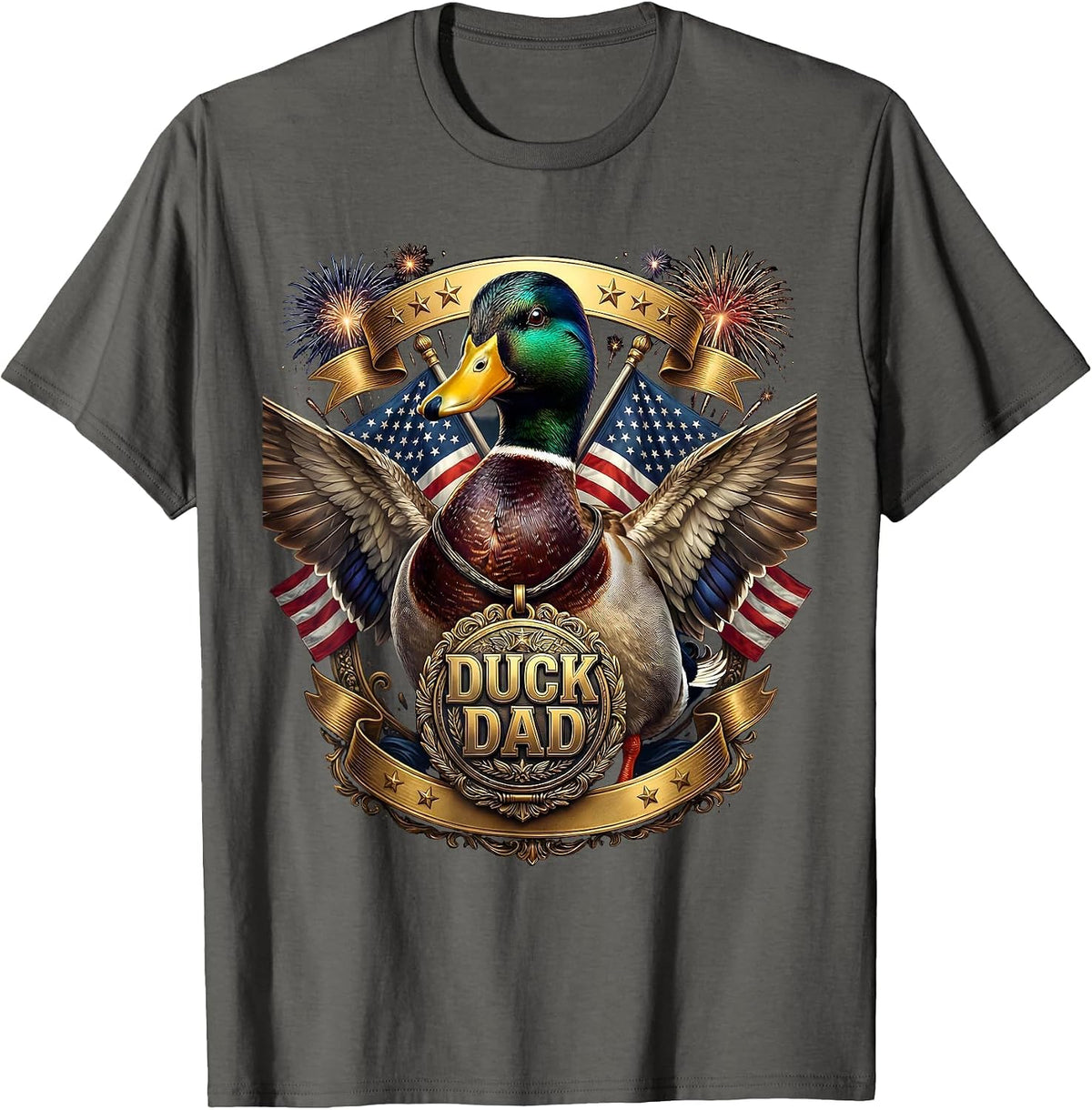 Men's Duck Dad Proud Waterfowl Father Design T-Shirt - Asphalt Grey