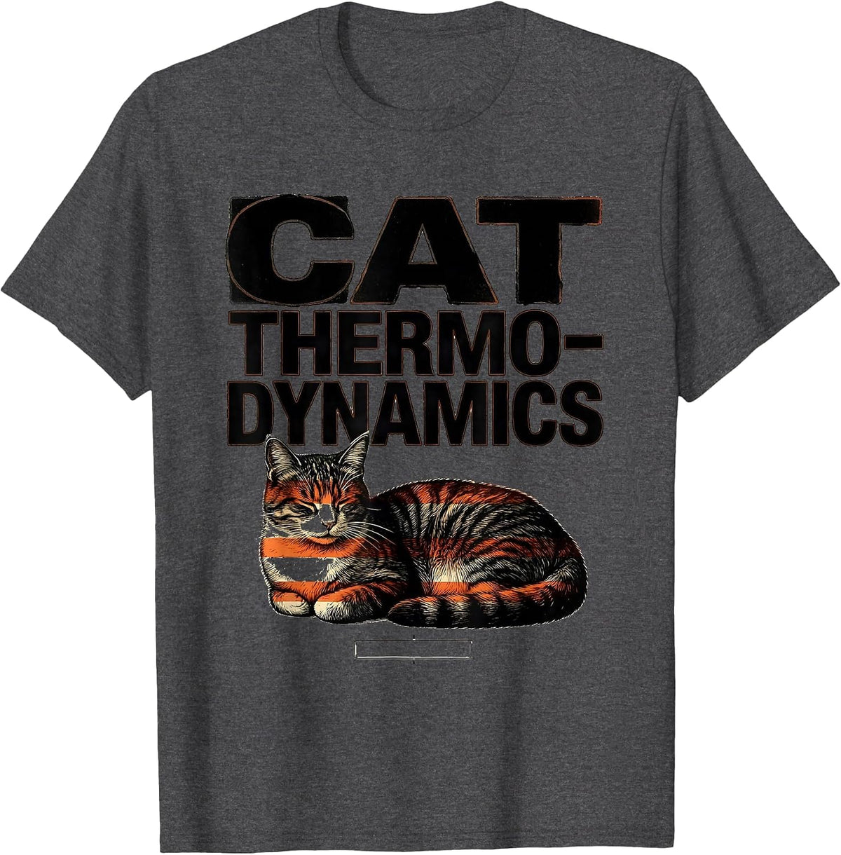 Men's Cat Thermodynamics Funny Cat Science Math Teacher Humor T-Shirt - Dark Heather Grey