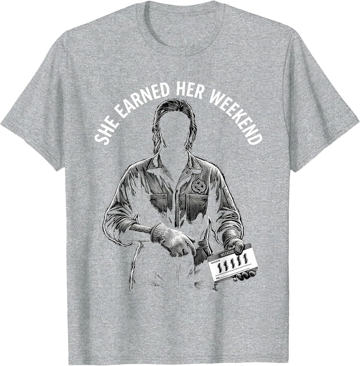 Men's She Earned Her Weekend Union Strong Labor Day Worker Pride T-Shirt - Heather Grey