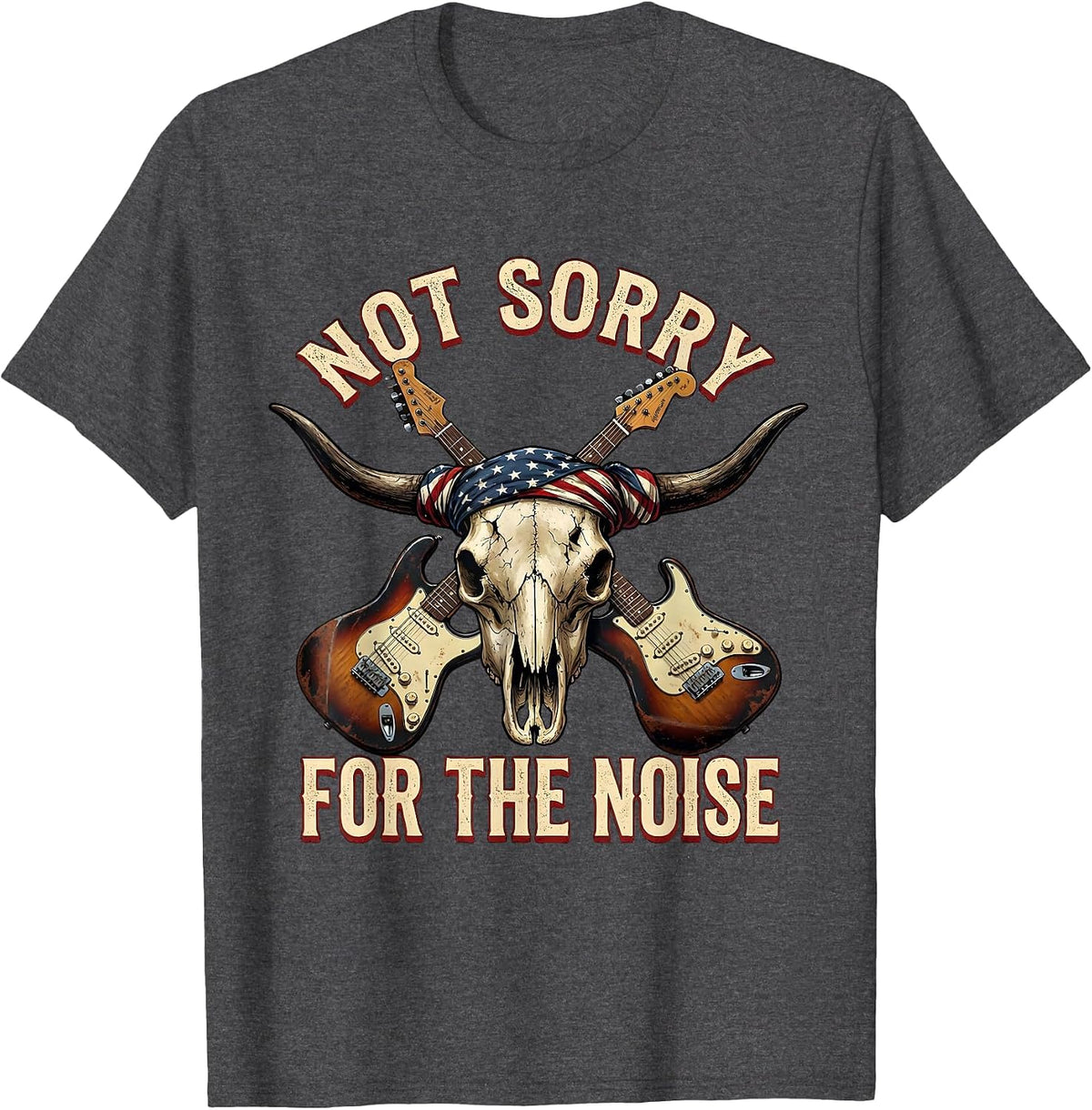 Men's Not Sorry For The Noise Death Metal Design T-Shirt - Dark Heather Grey