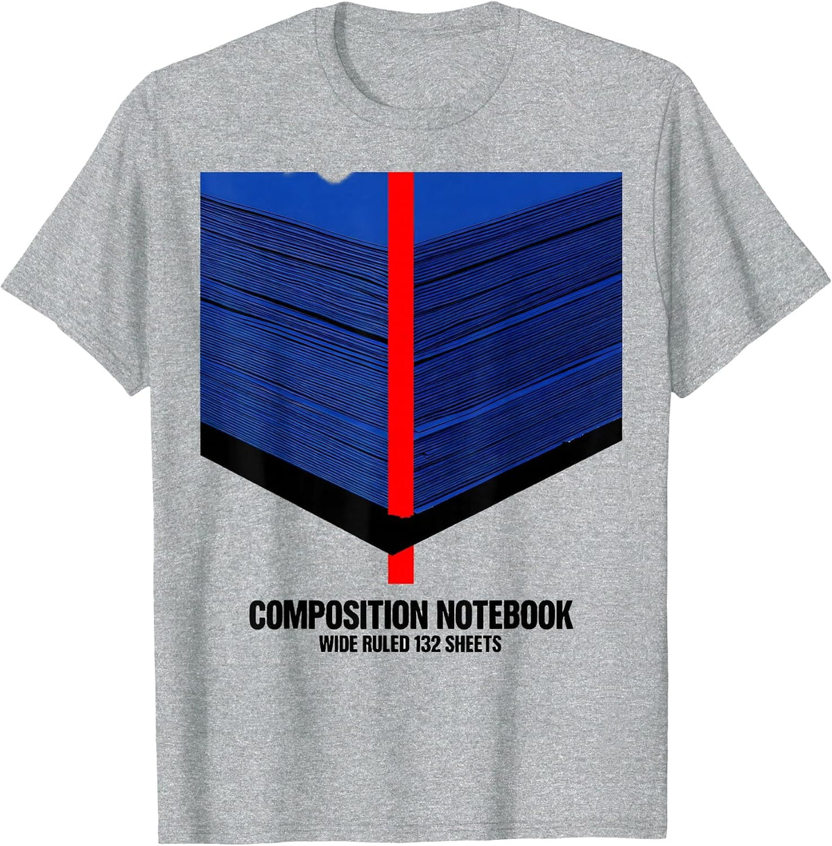 Men's Composition Notebook Wide Ruled 132 Sheets Teacher T-Shirt - Heather Grey