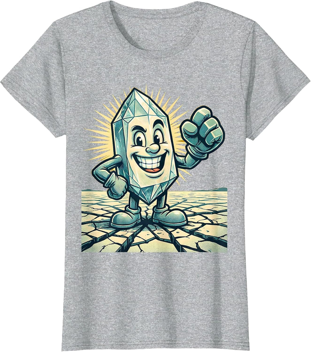 Cracked Salt Lake Bed Desert Earth Graphic T-Shirt - Heather Grey