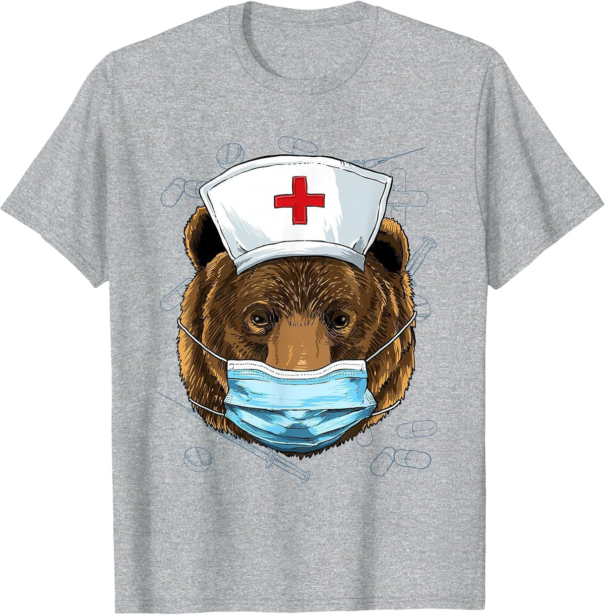 Hospital Grizzly Bear ER Nurse RN LPN Nurse Life Bear Lover T-Shirt - Heather Grey