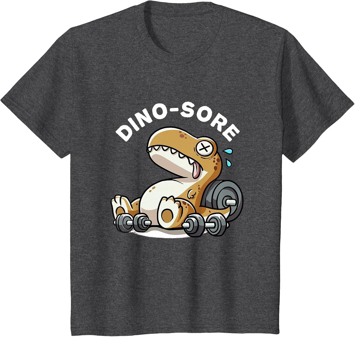 Dino Sore Dinosaurs Weightlift Workouts Gym Quotes Funny Gym T-Shirt - Dark Heather Grey