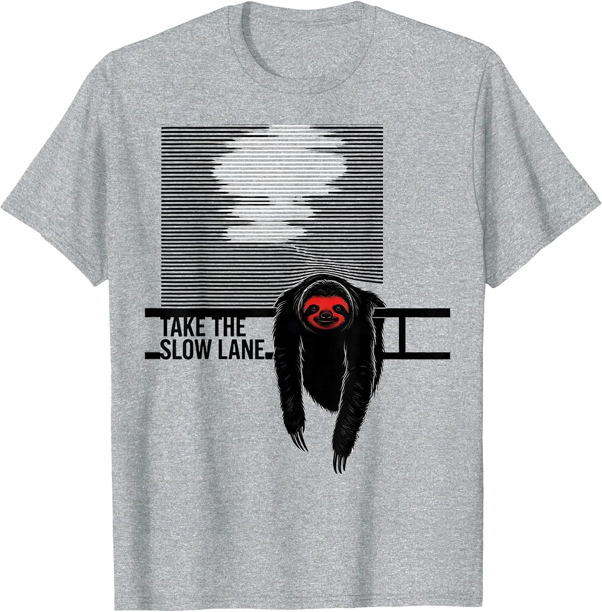 Men's Take The Slow Lane Funny Sloth Lover Humor Novelty Gift T-Shirt - Heather Grey