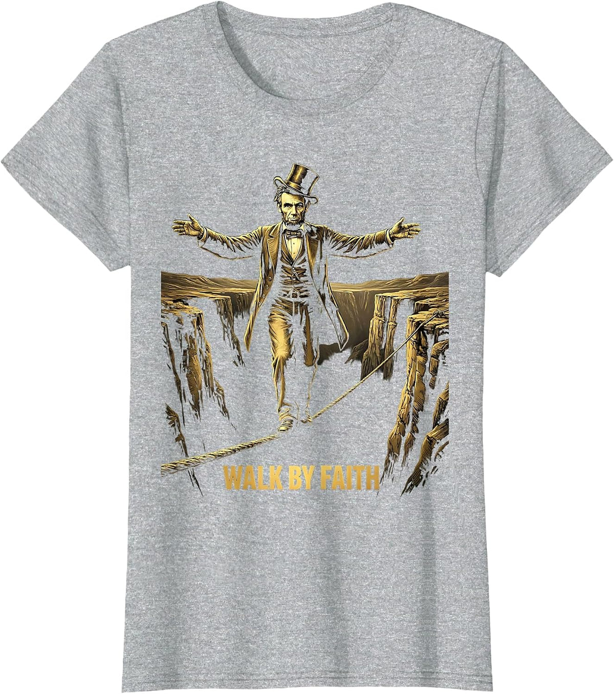 Walk by Faith Over Fear Inspirational Design T-Shirt - Heather Grey